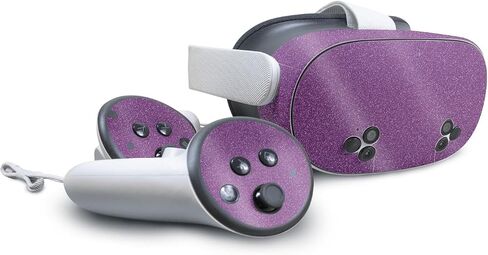 Glossy Glitter VR Skin Compatible with Meta Quest 3S - Solid Purple - Premium 3M Vinyl Protective Wrap Decal Cover - Easy to Apply | Crafted in The USA by MightySkins in Saudi Arabia