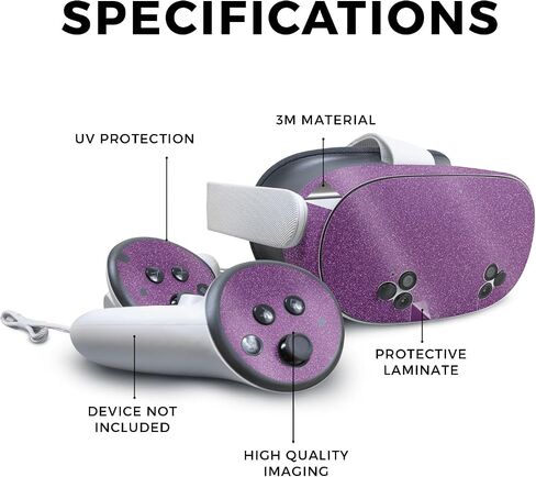 Glossy Glitter VR Skin Compatible with Meta Quest 3S - Solid Purple - Premium 3M Vinyl Protective Wrap Decal Cover - Easy to Apply | Crafted in The USA by MightySkins in Saudi Arabia