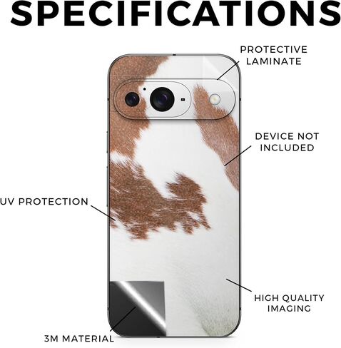 Glossy Glitter Laptop Skin Compatible with Pixel 9 - Cow Hide - Premium 3M Vinyl Protective Wrap Decal Cover - Easy to Apply | Crafted in The USA by MightySkins in Saudi Arabia