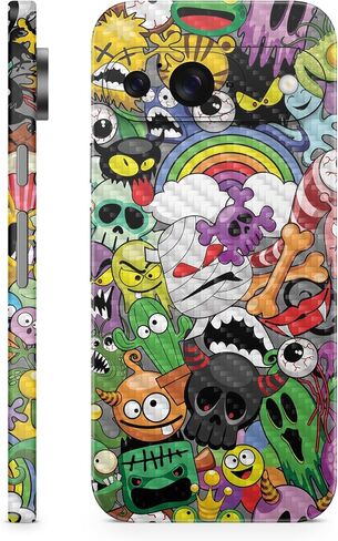 Carbon Fiber Laptop Skin Compatible with Pixel 9 - Monster Mash - Premium 3M Vinyl Protective Wrap Decal Cover - Easy to Apply | Crafted in The USA by MightySkins in Saudi Arabia