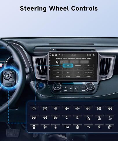 ستيريو سيارة 8Core 4+64G لسيارة Toyota RAV4 2013-2019 Wireless Carplay Android Auto، 9 بوصة 1280 * 720P IPS شاشة تعمل باللمس، Android13/GPS/WiFi/32EQ DSP/59UI/Bluetooth5.0/SWC/كاميرا احتياطية وميكروفون in Saudi Arabia