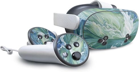 Glossy Glitter VR Skin Compatible with Meta Quest 3S - Green Stone - Premium 3M Vinyl Protective Wrap Decal Cover - Easy to Apply | Crafted in The USA by MightySkins in Saudi Arabia