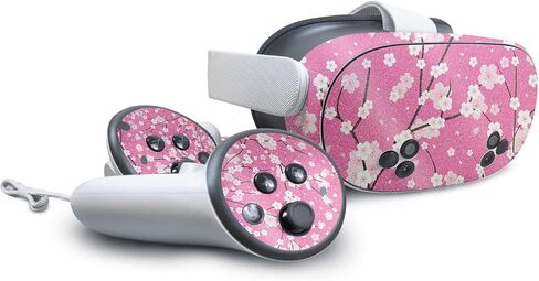 Glossy Glitter VR Skin Compatible with Meta Quest 3S - Sakura Pink - Premium 3M Vinyl Protective Wrap Decal Cover - Easy to Apply | Crafted in The USA by MightySkins in Saudi Arabia