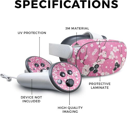 Glossy Glitter VR Skin Compatible with Meta Quest 3S - Sakura Pink - Premium 3M Vinyl Protective Wrap Decal Cover - Easy to Apply | Crafted in The USA by MightySkins in Saudi Arabia
