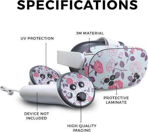 Glossy Glitter VR Skin Compatible with Meta Quest 3S - Sakura Pink - Premium 3M Vinyl Protective Wrap Decal Cover - Easy to Apply | Crafted in The USA by MightySkins in Saudi Arabia