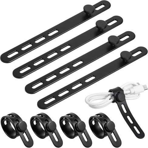 10 Pcs Silicone Cable Ties Cord Organizer Wrap Reusable Wire Management with Lock Buckle Elastic Adjustable Charger Cable Strap Tie Electrical Cord Keeper in Home Office Kitchen in Kuwait