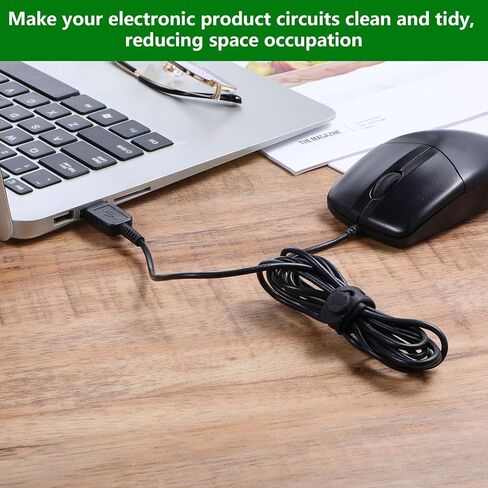 10 Pcs Silicone Cable Ties Cord Organizer Wrap Reusable Wire Management with Lock Buckle Elastic Adjustable Charger Cable Strap Tie Electrical Cord Keeper in Home Office Kitchen in Kuwait