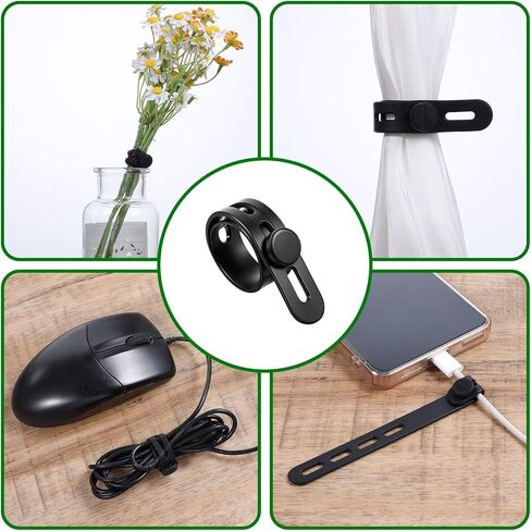 10 Pcs Silicone Cable Ties Cord Organizer Wrap Reusable Wire Management with Lock Buckle Elastic Adjustable Charger Cable Strap Tie Electrical Cord Keeper in Home Office Kitchen in Kuwait