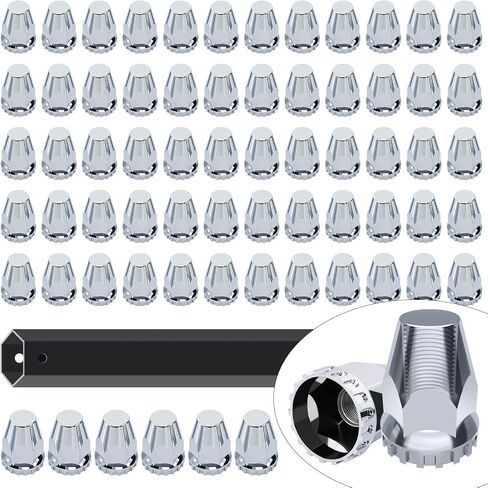 45 Pack Lug Nut Covers with Installation Tool Extra 5 Pcs Nut Covers as Replacement to Prevent Damage 33mm ABS Chrome Screw-on Nut Cover Caps for Semi Truck Trailer in Saudi Arabia