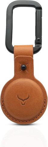 حامل AirTag من الجلد المحبب بالكامل - سلسلة مفاتيح AirTag جلدية لعلامات Apple AirTags - حلقة مفاتيح جلدية AirTag مضادة للخدش للحيوانات الأليفة، والمفاتيح، وحقائب الظهر، والأمتعة، وحقائب اليد (مغرة) in Kuwait