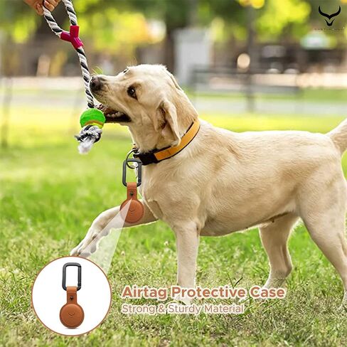 حامل AirTag من الجلد المحبب بالكامل - سلسلة مفاتيح AirTag جلدية لعلامات Apple AirTags - حلقة مفاتيح جلدية AirTag مضادة للخدش للحيوانات الأليفة، والمفاتيح، وحقائب الظهر، والأمتعة، وحقائب اليد (مغرة) in Kuwait