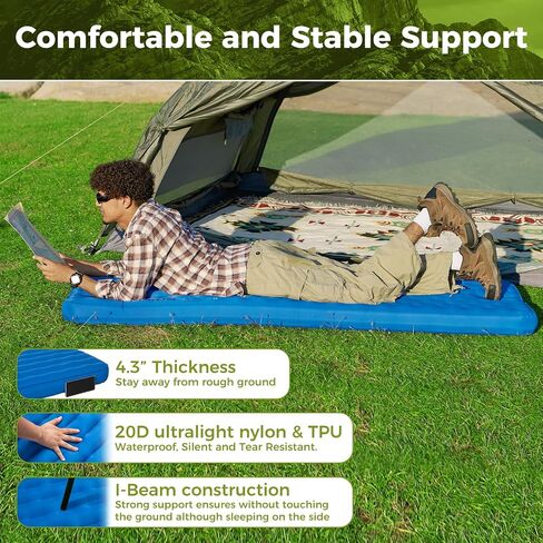 ATEPA Insulated Sleeping Pad 6.6 R-Value Ultralight Backpacking Sleeping Pad for Hiking Camping (1.65lbs) Inflatable Sleeping Pad for Adults, Compact Thick Camping Mattress Pad in Saudi Arabia
