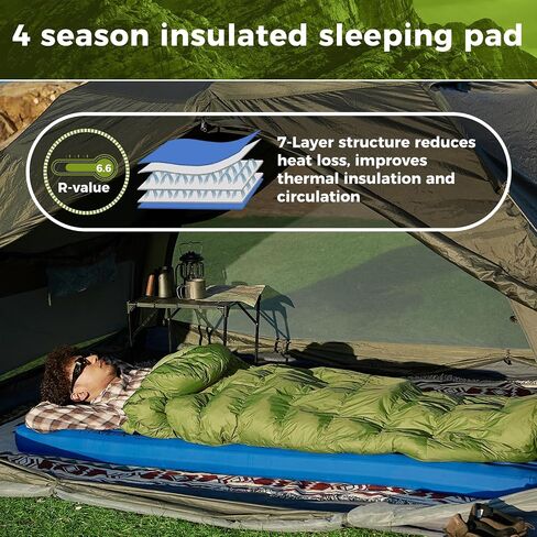 ATEPA Insulated Sleeping Pad 6.6 R-Value Ultralight Backpacking Sleeping Pad for Hiking Camping (1.65lbs) Inflatable Sleeping Pad for Adults, Compact Thick Camping Mattress Pad in Saudi Arabia