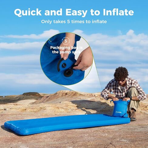 ATEPA Insulated Sleeping Pad 6.6 R-Value Ultralight Backpacking Sleeping Pad for Hiking Camping (1.65lbs) Inflatable Sleeping Pad for Adults, Compact Thick Camping Mattress Pad in Saudi Arabia