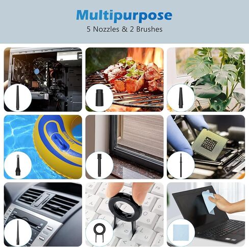 منفضة هواء مضغوط، منفضة هواء كهربائية قابلة لإعادة الشحن للمكتب، علبة هواء بديلة جيدة، منفاخ هواء للكمبيوتر اللاسلكي، منظف منفضة لوحة مفاتيح الكمبيوتر 90000 دورة في الدقيقة مع 8 مصابيح LED، 7500 مللي أمبير في الساعة، 3 أوضاع للسرعة in Kuwait