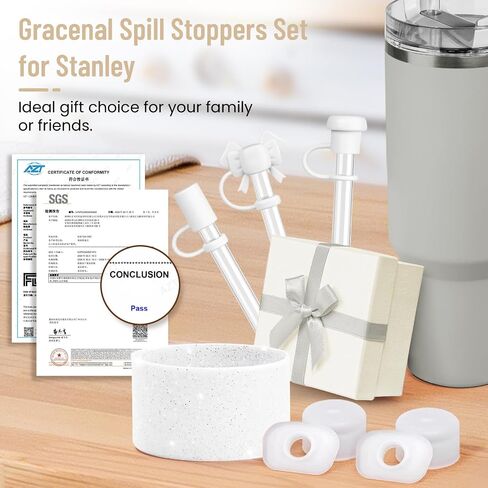 Spill Stoppers Set for Stanley Cup Accessories 8PCS with Gift Box, 3 Silicone Straw Cover Caps, 4 Leak Stoppers, 1 Boot for Stanley Accessories 40oz 30oz Tumbler in Saudi Arabia