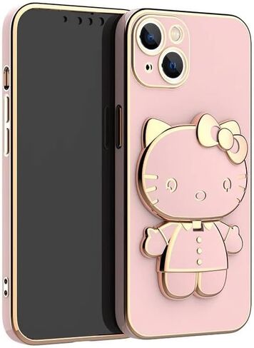 Kawaii Kitty Phone Case with 360 Degree Rotating Mirror and Phone Stand (White, iPhone X/XS) in Saudi Arabia