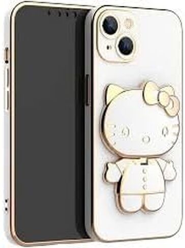 Kawaii Kitty Phone Case with 360 Degree Rotating Mirror and Phone Stand (White, iPhone X/XS) in Saudi Arabia