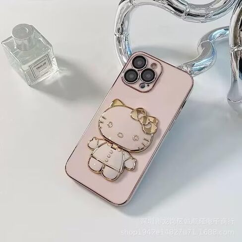 Kawaii Kitty Phone Case with 360 Degree Rotating Mirror and Phone Stand (White, iPhone X/XS) in Saudi Arabia