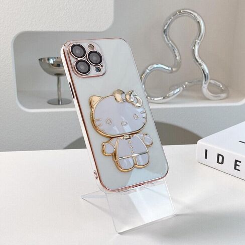 Kawaii Kitty Phone Case with 360 Degree Rotating Mirror and Phone Stand (White, iPhone X/XS) in Saudi Arabia