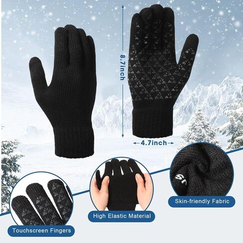 Geyoga 3 Pcs Winter Beanie Hat Neck Warmer Touchscreen Gloves Set for Men Knit Hat with Brim Ear Flap Scarf Soft Warm Gloves Black in Saudi Arabia