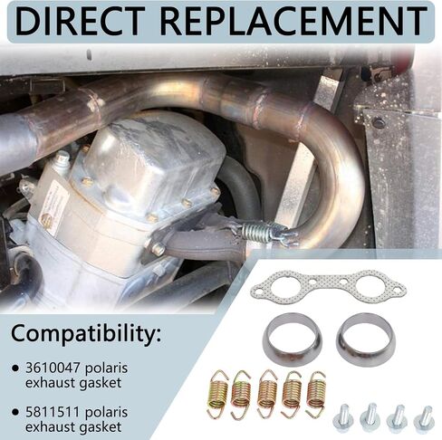 Exhaust Pipe Manifold Gasket Spring Rebuild Kit Compatible with Polaris Ranger RZR 800 EFI 2008 2009 2010 Sportsman Ranger 700 800 900 OEM# 5811511 3610047 7041804 7041687 5257254 Silver in Saudi Arabia