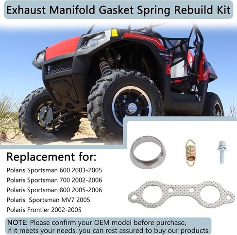 Exhaust Pipe Manifold Gasket Spring Rebuild Kit Compatible with Polaris Ranger RZR 800 EFI 2008 2009 2010 Sportsman Ranger 700 800 900 OEM# 5811511 3610047 7041804 7041687 5257254 Silver in Saudi Arabia