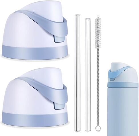 2 Pack Replacement Lid for Owala Freesip, One Button Water Bottle Replacement Cap Compatible with Owala Cup 16oz 24oz 32oz 40oz, No Leakage Replacement Lid Accessory Contain Straws and Straw Brush in Saudi Arabia