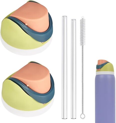 2 Pack Replacement Lid for Owala Freesip, One Button Water Bottle Replacement Cap Compatible with Owala Cup 16oz 24oz 32oz 40oz, No Leakage Replacement Lid Accessory Contain Straws and Straw Brush in Saudi Arabia