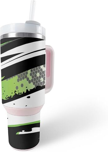 جلد لامع لامع متوافق مع Stanley The Quencher H2.0 FlowState 40 Oz Tumbler - Grunge Cyan - غطاء لاصق واقٍ من الفينيل 3M ممتاز - سهل الاستخدام | صُنع في الولايات المتحدة الأمريكية بواسطة MightySkins in Kuwait