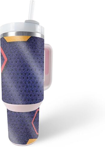 جلد لامع لامع متوافق مع Stanley The Quencher H2.0 FlowState 40 Oz Tumbler - Grunge Cyan - غطاء لاصق واقٍ من الفينيل 3M ممتاز - سهل الاستخدام | صُنع في الولايات المتحدة الأمريكية بواسطة MightySkins in Kuwait