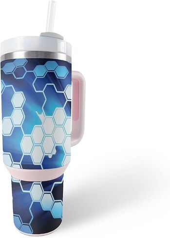 جلد لامع لامع متوافق مع Stanley The Quencher H2.0 FlowState 40 Oz Tumbler - Grunge Cyan - غطاء لاصق واقٍ من الفينيل 3M ممتاز - سهل الاستخدام | صُنع في الولايات المتحدة الأمريكية بواسطة MightySkins in Kuwait