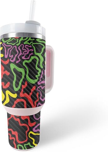 جلد لامع لامع متوافق مع Stanley The Quencher H2.0 FlowState 40 Oz Tumbler - Grunge Cyan - غطاء لاصق واقٍ من الفينيل 3M ممتاز - سهل الاستخدام | صُنع في الولايات المتحدة الأمريكية بواسطة MightySkins in Kuwait