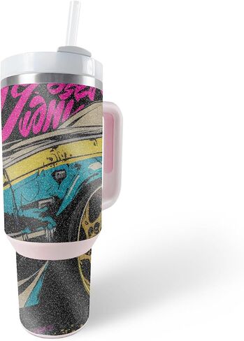 جلد لامع لامع متوافق مع Stanley The Quencher H2.0 FlowState 40 Oz Tumbler - Grunge Cyan - غطاء لاصق واقٍ من الفينيل 3M ممتاز - سهل الاستخدام | صُنع في الولايات المتحدة الأمريكية بواسطة MightySkins in Kuwait
