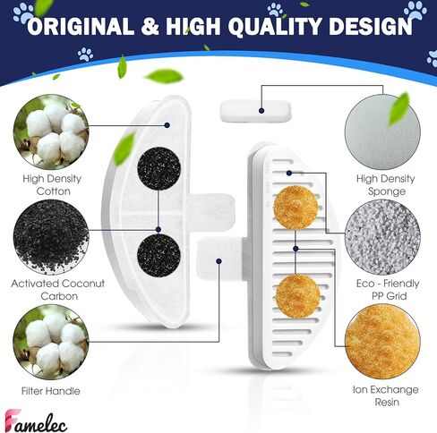 12 Pack Water Filter for Uah Cat Fountain Replacement Filters,Filter for Cat Water Fountain Compatible with Wireless & Battery Operated 2L/67oz Automatic Pet Water Fountain with Motion Sensor in Saudi Arabia