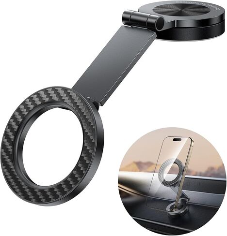 SYNCWIRE for MagSafe Car Mount - [دوران 360 درجة] حامل هاتف مغناطيسي للسيارة، ذراع معدني قابل للتعديل، مغناطيس فائق، حامل هاتف مغناطيسي للسيارة للوحة القيادة، متوافق مع iPhone 15 14 13 Pro Max وجميع الهواتف in Saudi Arabia