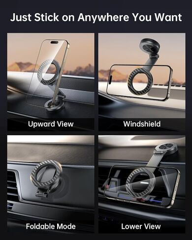 SYNCWIRE for MagSafe Car Mount - [دوران 360 درجة] حامل هاتف مغناطيسي للسيارة، ذراع معدني قابل للتعديل، مغناطيس فائق، حامل هاتف مغناطيسي للسيارة للوحة القيادة، متوافق مع iPhone 15 14 13 Pro Max وجميع الهواتف in Saudi Arabia