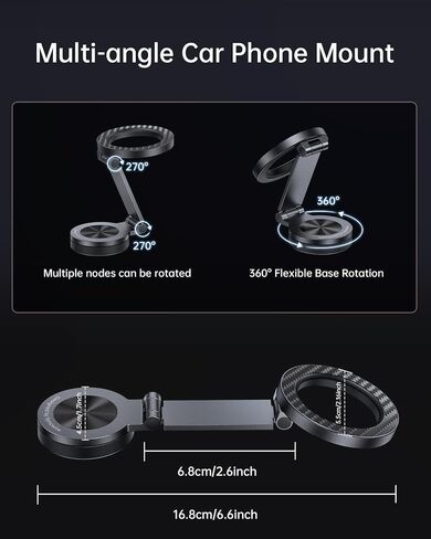 SYNCWIRE for MagSafe Car Mount - [دوران 360 درجة] حامل هاتف مغناطيسي للسيارة، ذراع معدني قابل للتعديل، مغناطيس فائق، حامل هاتف مغناطيسي للسيارة للوحة القيادة، متوافق مع iPhone 15 14 13 Pro Max وجميع الهواتف in Saudi Arabia