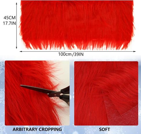 Faux Fur Fabric Christmas Winter Squares Shaggy Fur Fabric Patches White 18x40 Inch for DIY Craft Hobby Halloween Winter Costume Decoration in Saudi Arabia