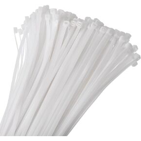 MECCANIXITY 250pcs 18 Inch 53 Lbs Cable Zip Ties Self-Locking Extra Long Nylon Cable Tie Wraps 5/16" for Cord Management, White