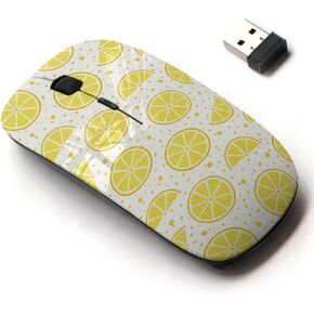 2.4G Wireless Mouse with Cute Pattern Design for All Laptops and Desktops with Nano Receiver - Fresh Lemons on