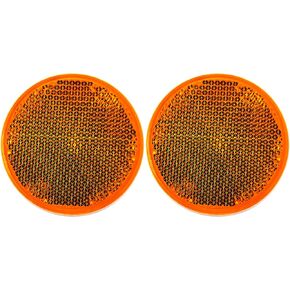 [Qty 2] [Red] 2" Inch Round Reflector Bike,Trailer, Truck, Boat, Mailbox, Construction, Equipment, RV, Camper with Super Strong Adhesive DOT/SAE Approved (Red)