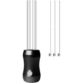 Magnetic Espresso Distribution Tool - Flick WDT Tool with 8x0.4mm Stainless Steel Needles & 3 Extra Replacements, Precision Espresso Distributor for Baristas (Black)