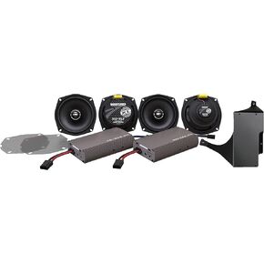 Hogtunes Ultra KIT-XL with 450 Watts RMS Dual Amplifiers, XL Series 5.25" Front & 5.25" Rear Speakers (4 Pack), Fits 1998-2013 Harley-Davidson Motorcycles