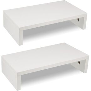 حامل شاشة مزدوج، حامل شاشة مزدوج للمكتب، حامل شاشة كمبيوتر لشاشتين/كمبيوتر محمول/كمبيوتر شخصي طبيعي حامل خشبي لسطح المكتب (طبقة واحدة طبيعية) in Kuwait