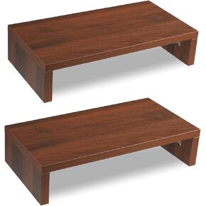 Dual Monitor Riser, 2 Pack Monitor Stand for Desk, Computer Monitor Stand Riser for 2 Monitors/Laptop/PC Natural Computer Stand Wood for Desktop (1-Tier Natural)