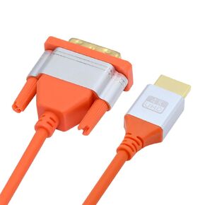 NFHK HDMI 4K to DVI Ultra Soft High Flex HDTV Cable Hyper Super Flexible Cord High Speed Type-A Male to 24+1 Male for Computer HDTV 200cm