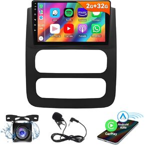 Android 13.0 Double Din Car Stereo - 9 Inch Touch Screen Car Radio Android Auto CarPlay Car Audio Multimedia Receiver with GPS Bluetooth ＆ Backup Camera for Dodge Ram 1500 2500 3500 2003-2005