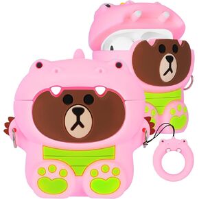 JoySolar for AirPods 1/2 Case Women Cute - Kawaii 3D Silicone Case Girls Girly Boys Teens Funny Pretty Fashion Unique Design with Soft Protective Skin Case for AirPods 1/2 Generation, Fen Bread