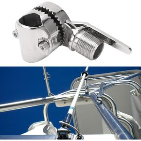 Marine Boat VHF Antenna Mounts, Thread Ratchet Mount, 316 Stainless Steel Adjustable Base Mount with Lever Handle 1in Thread Diameter, for Boats, Yachts, RVs